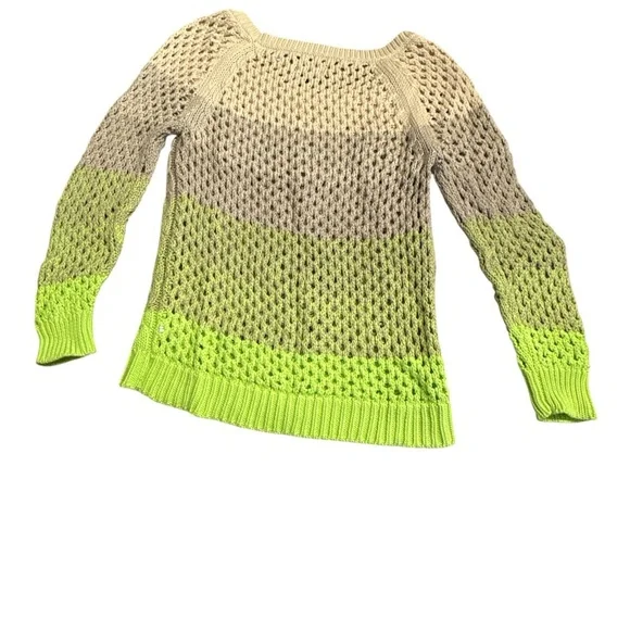 5/$25 American Eagle Outfitters Beige and Bright Yellow/Green Sweater - Picture 5 of 5